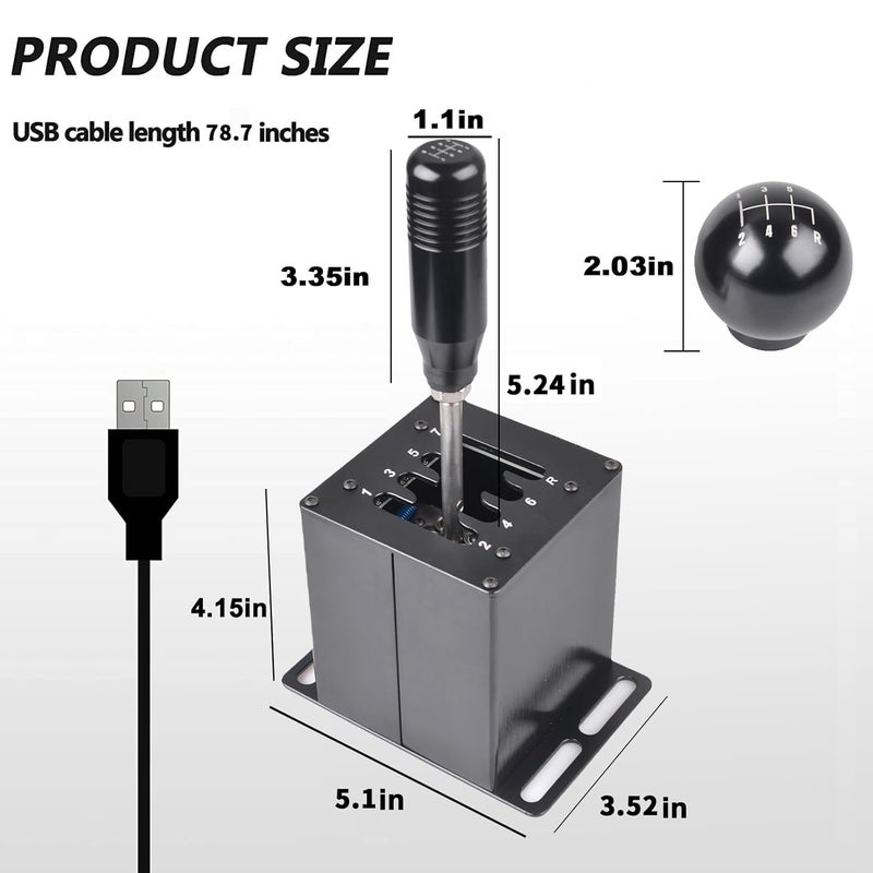 CNRAQR PC USB Simulator Shifter 7+R H Gear Shifter with L Shape Clamp Set for Gear shift PC Windows Steering Compatible with G29/G27/G25, T300RS/GT Wheel - Image 5